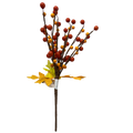 Two Tone Orange Berry Spray  With Autumn Leaves 10  Inch