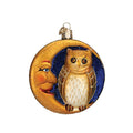 Owl In Moon Glass Ornament