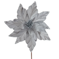 Silver Velvet Pointsettia Pick