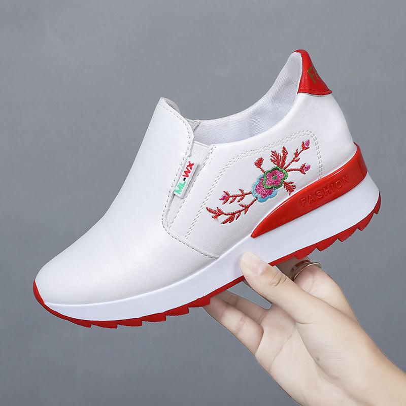 Women Comfortable Casual Shoes Summer Slip On Mixed Colors Increasing Height Sneakers Fashion High Top Hidden Heel Shoes Casual Platform Ankle Boots