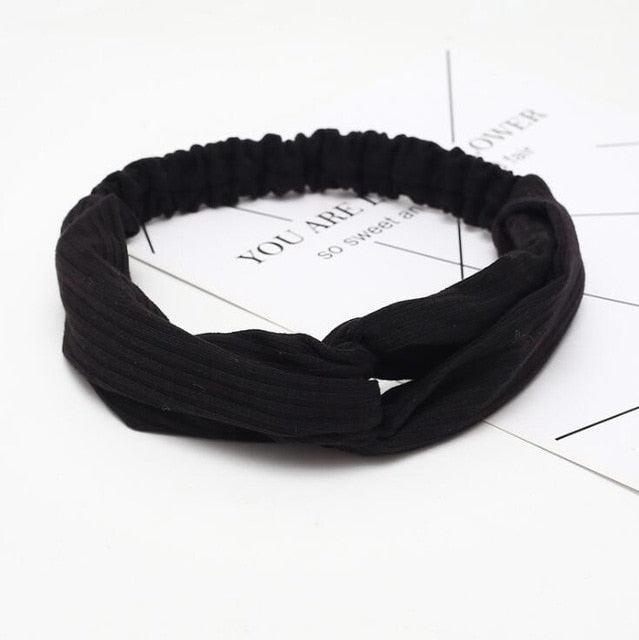 Women Girls Solid Color Hair Bands Knitted Cotton Headbands Vintage Cross Turban Bandage Bandanas HairBands Hair Accessories