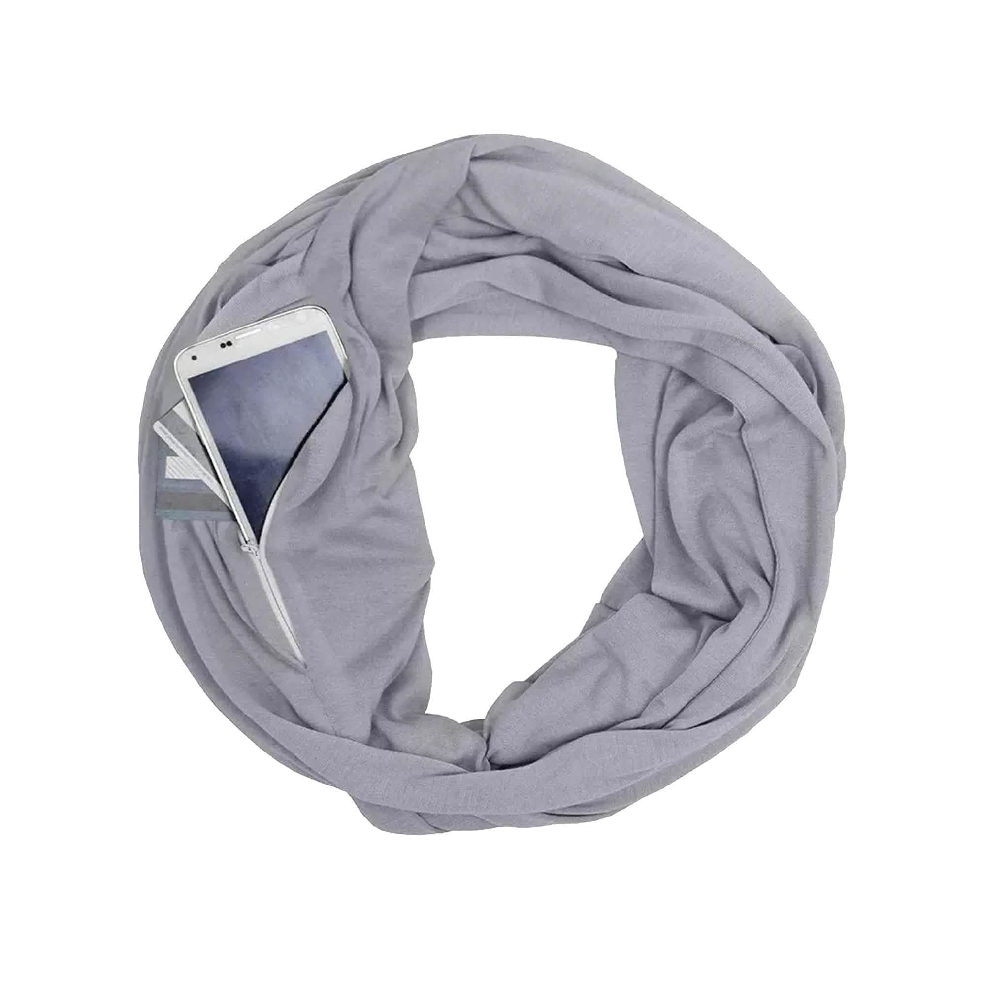 Women Lightweight Infinity Scarf With Pocket Loop Zipper