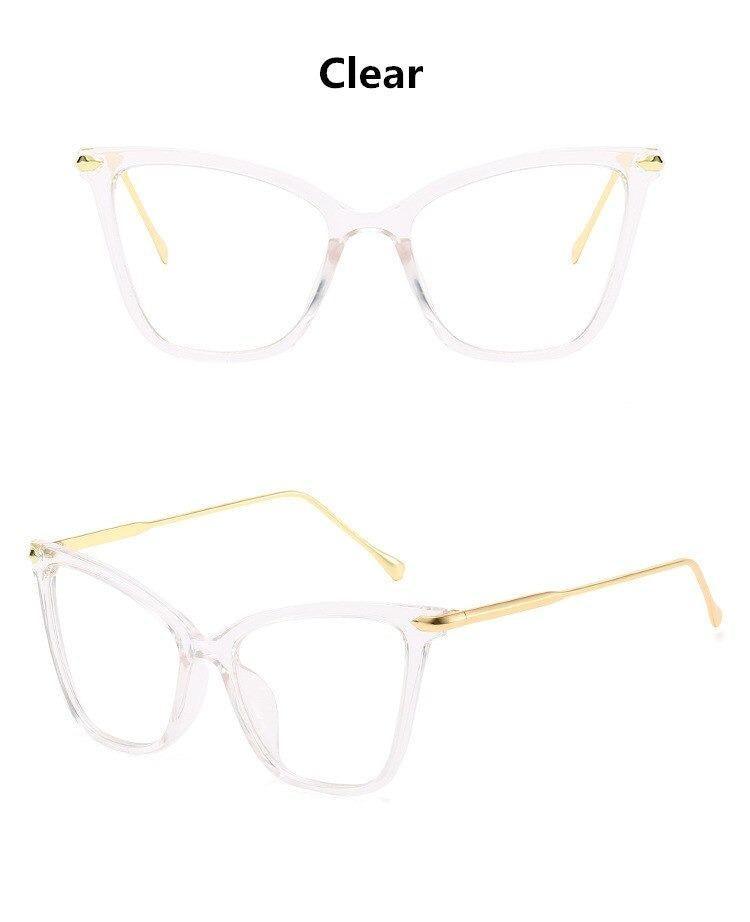 Women Luxury Cat Eye Sunglasses For Women Glasses Oversized Frame Transparent Lens Eyeglasses Computer Optical For  Prescription Glasses For Women