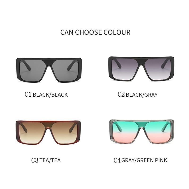 Women Luxury Square Design Colorful Sunglasses For Women New Big Oversized Flat Top Sun Glasses For  Female Shades For Men Stylish Frames Retro Design Sunglasses