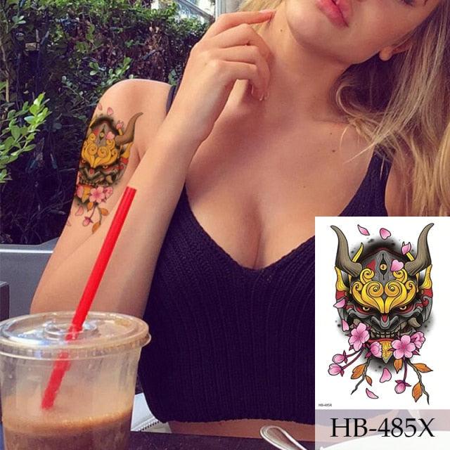 Women Luxury Temporary Stickers Realistic Body Tattoo Flowers Bird Elegant Big Design