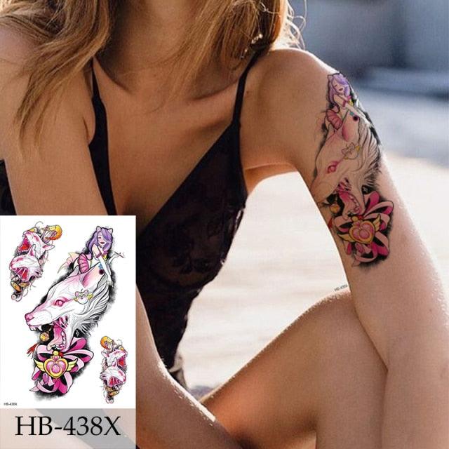 Women Luxury Temporary Stickers Realistic Body Tattoo Flowers Bird Elegant Big Design