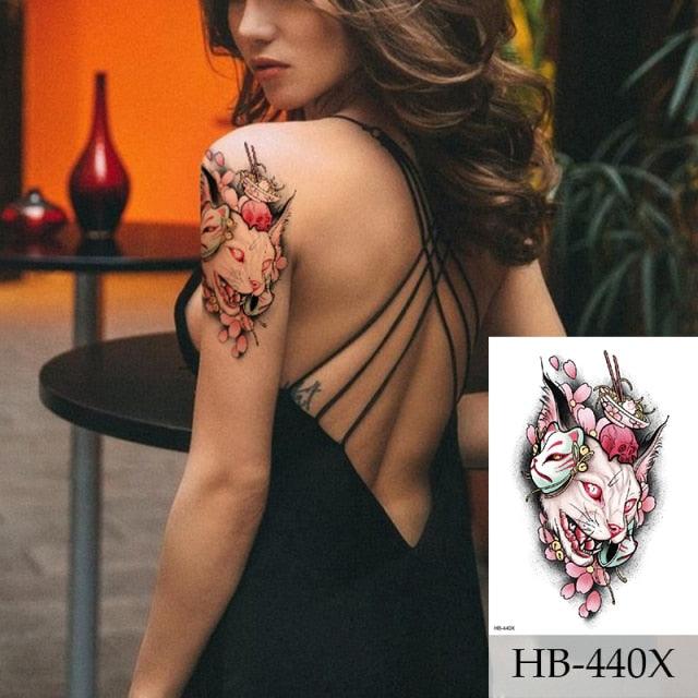 Women Luxury Temporary Stickers Realistic Body Tattoo Flowers Bird Elegant Big Design