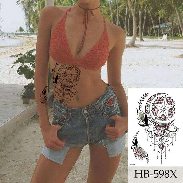 Women Luxury Temporary Stickers Realistic Body Tattoo Flowers Bird Elegant Big Design