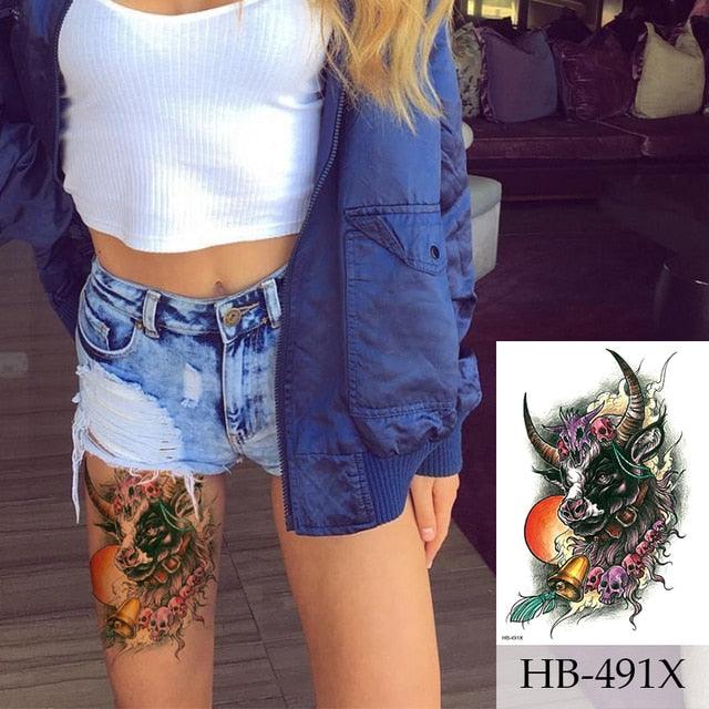 Women Luxury Temporary Stickers Realistic Body Tattoo Flowers Bird Elegant Big Design