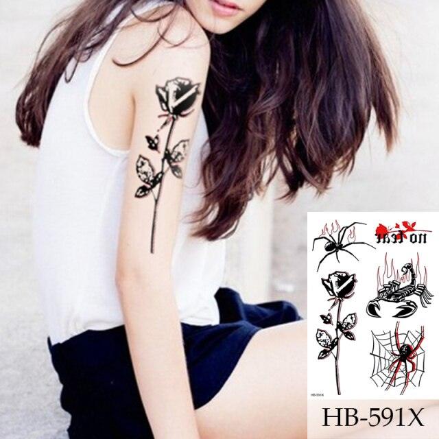 Women Luxury Temporary Stickers Realistic Body Tattoo Flowers Bird Elegant Big Design