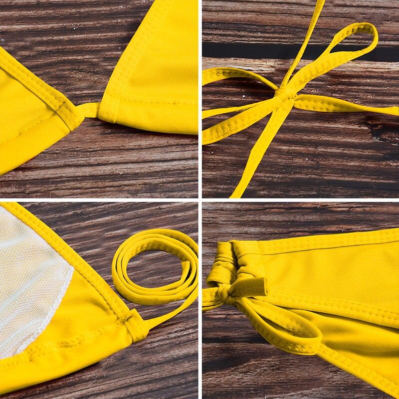 Women One Size Bright Color Swimwear Women's Bikini Pure Color Micro Bikini Charming Bra Bottom Swimsuits New Summer Style Lady Bandage Bikini Set Push-up Bra Bathing Suit Swimsuit