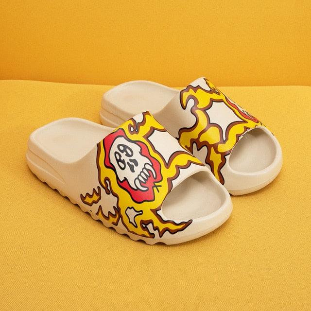 Women Platform Flat Slippers Outdoor Flip Flops Summer Beach Fashion Indoor Slippers Unisex Men Non-slip Slides Thick Sole Home House Cloud Cushion Sandals For Indoor And Outdoor