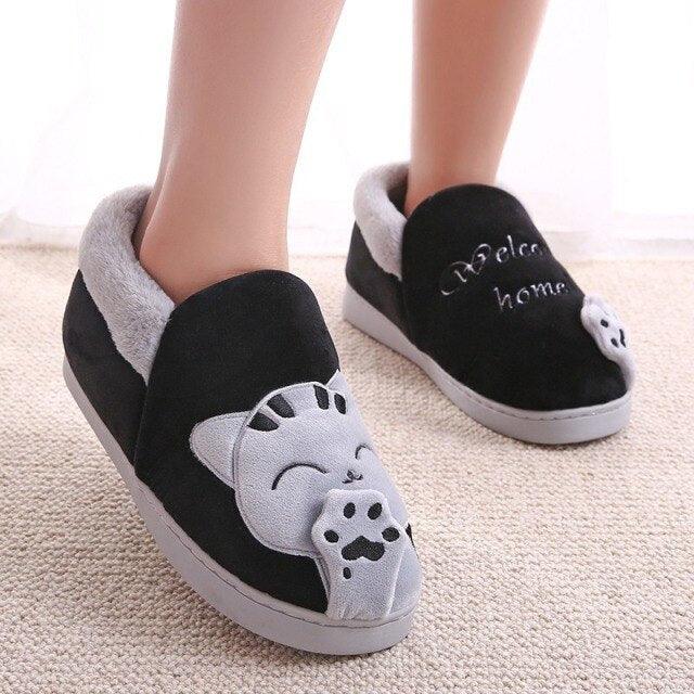 Women Winter Home Slippers Cat Shoes Non-Slip Soft Winter Warm House Slippers Indoor Bedroom Couples Shoes Womens Slippers Slip On Memory Foam House Outdoor Indoor Warm Fuzzy Plush Slippers