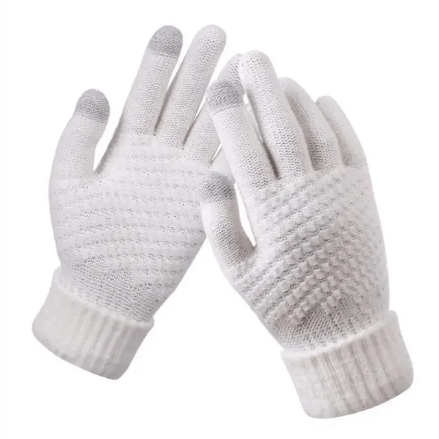 Women Winter Touch Screen Gloves Thicken Warm Knitted Stretch Gloves For Winter Wool Full Finger Outdoor Skiing Gloves Unisex Winter Gloves Women Touch Screen Gloves Knitted Gloves for Girls Stylish Winter Gloves