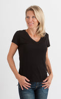 Women's Bamboo Viscose/Cotton V-Neck Cap Sleeve T-Shirt