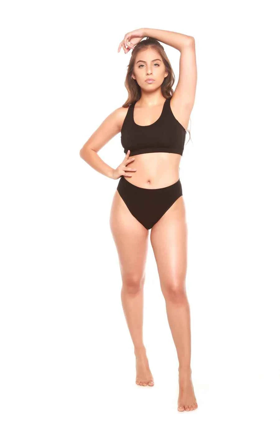 Women's Bamboo/Cotton High Leg Brief Style Underwear Black Color - 3-pack