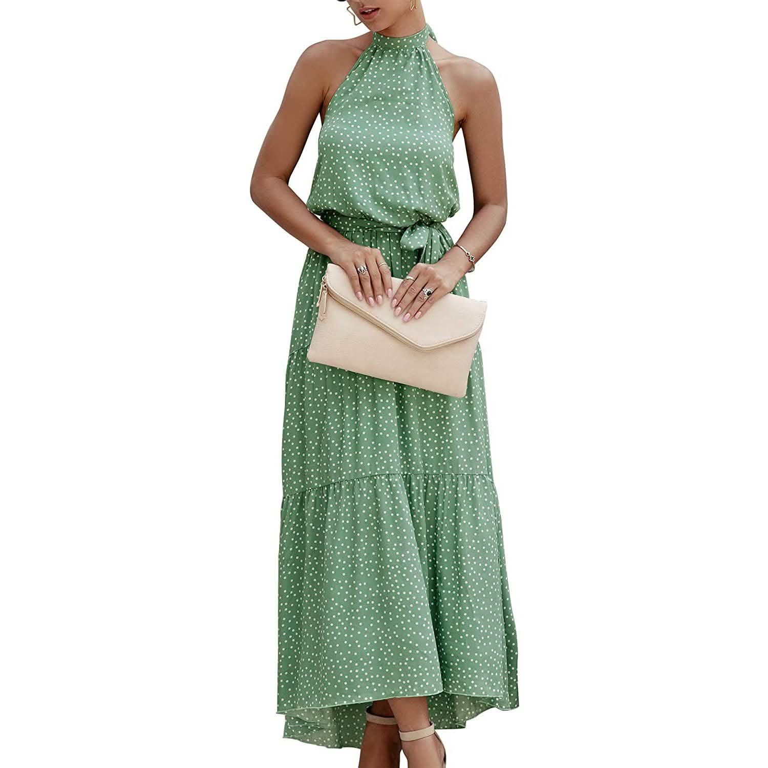 Women’s Casual Halter Neck Sleeveless Long Maxi Dress  - Assorted Styles