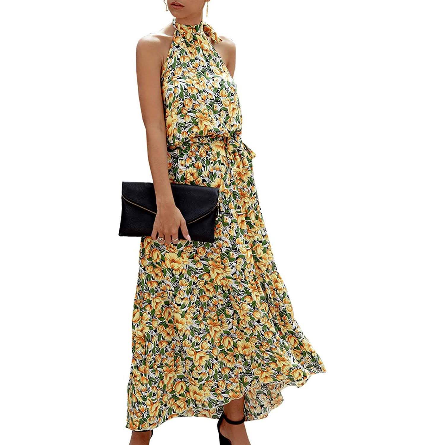 Women’s Casual Halter Neck Sleeveless Long Maxi Dress  - Assorted Styles