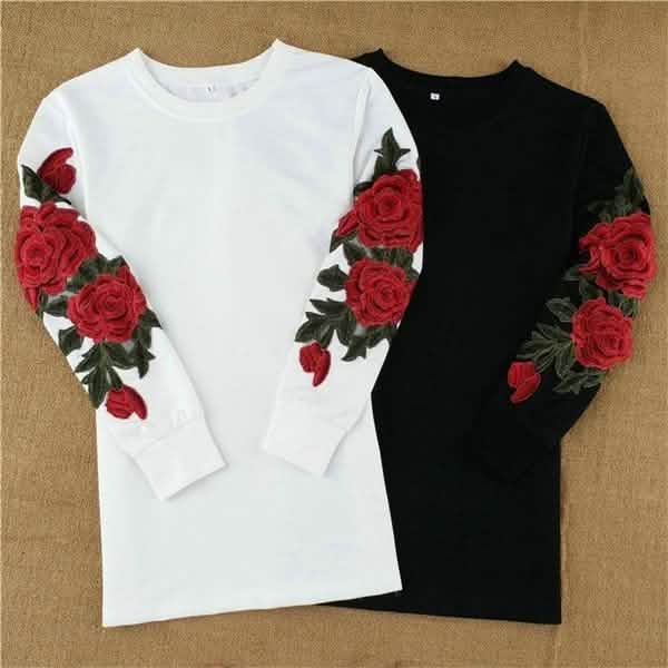Women's Fashion Embroidery Long Sleeve Sweater Dress
