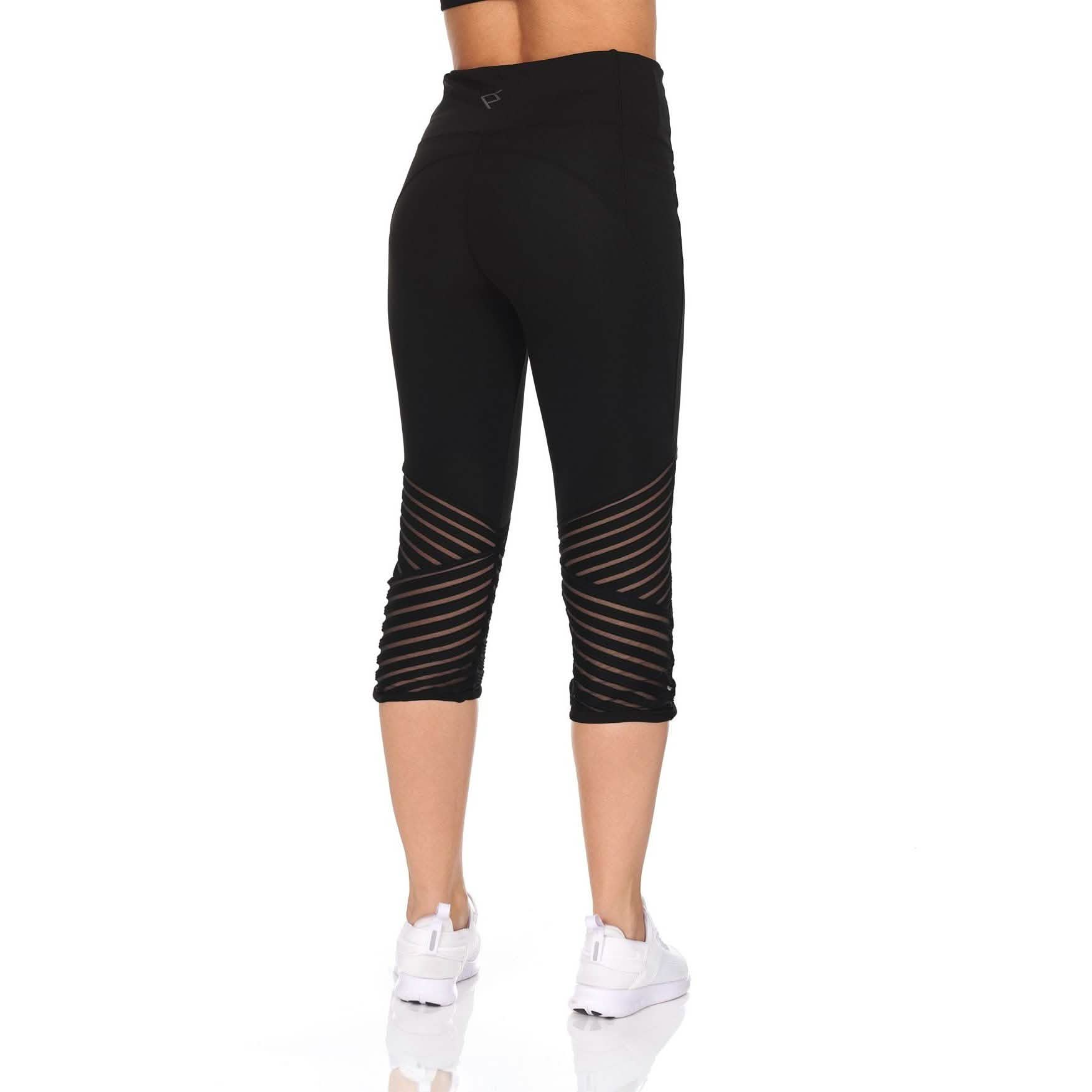 Women's High Waist Active Leggings With Motto Mesh Detail