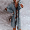 Women's Knitted Color Block Hooded Cardigan Sweater