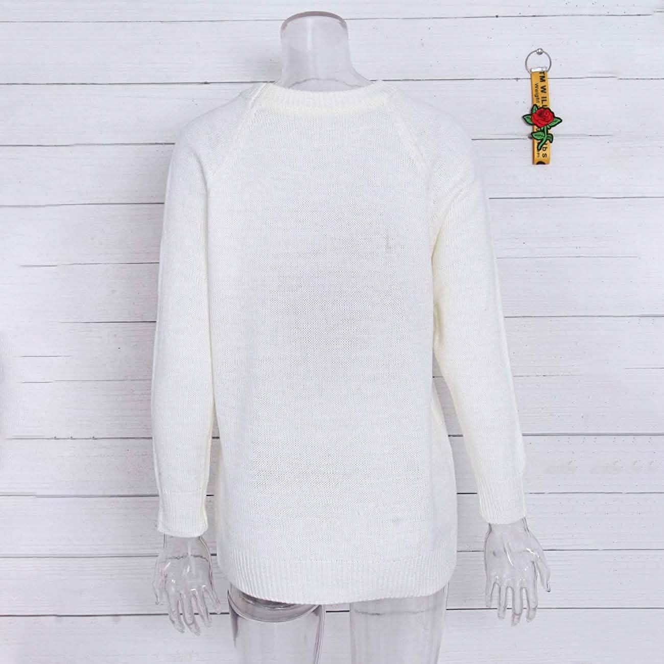 Women's Long Sleeve Crewneck Cute Heart Knitted Sweaters