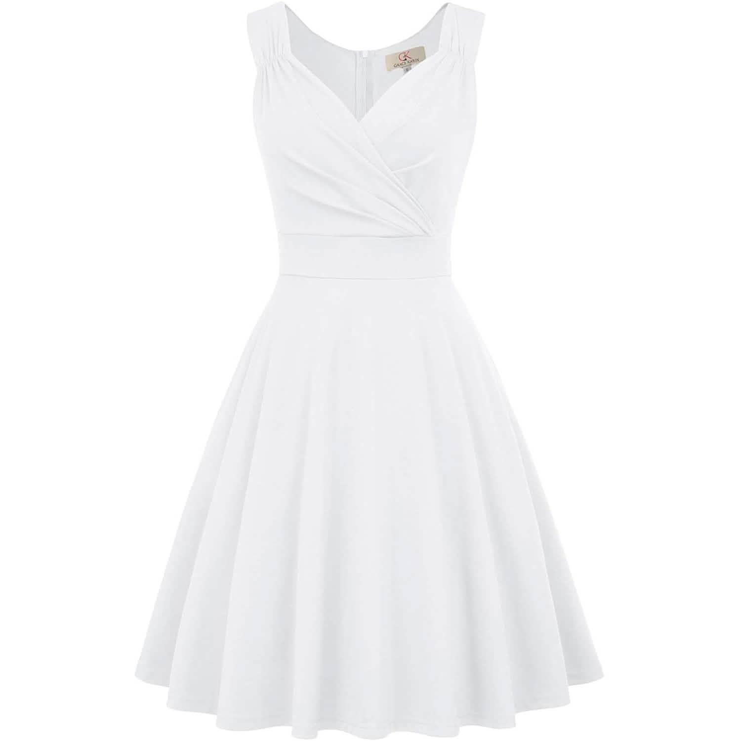 Women's Sleeveless Wrap V-Neck A-line Bridesmaid Cocktail Party Dress