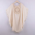Women's Swimwear Cover Up Beach Dress Tassel Printing Hole