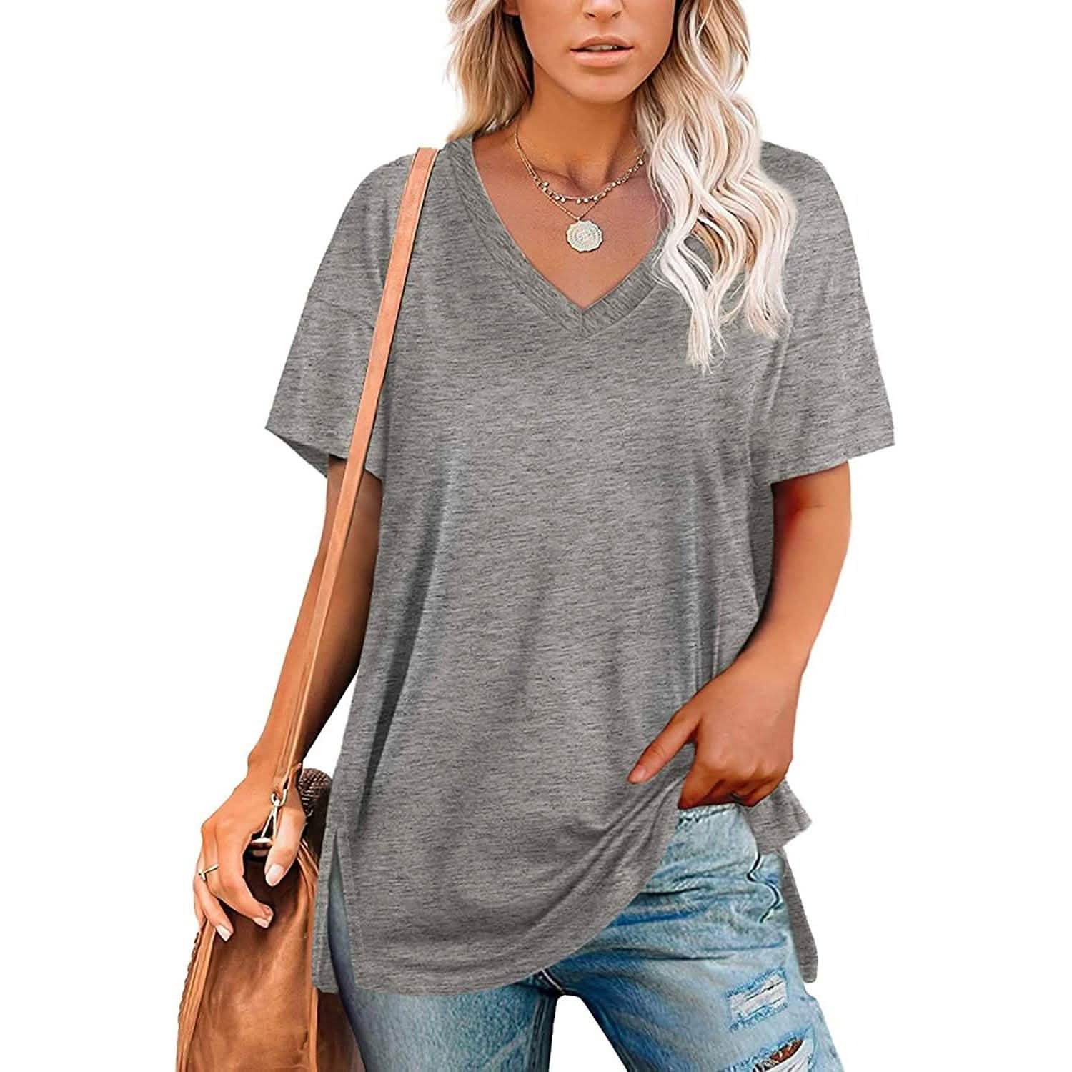 Women's V Neck T Shirts Basic Short Sleeve Tees Tops