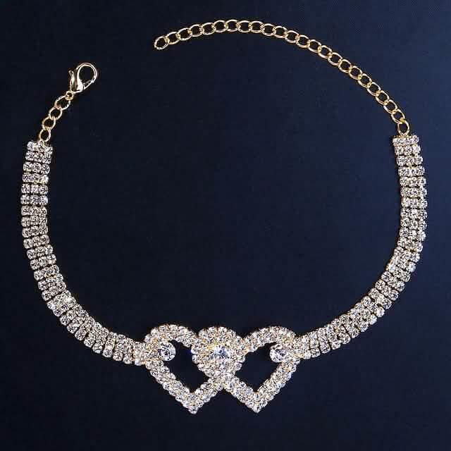 Women's White Ankle Bracelet Chandelier Heart