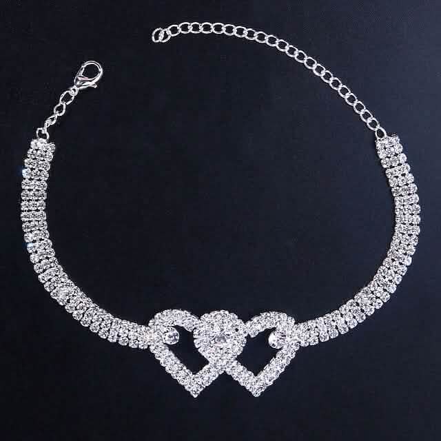 Women's White Ankle Bracelet Chandelier Heart