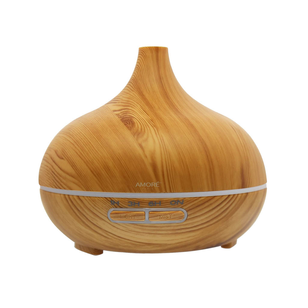 Wood Grain Ultrasonic Cool Mist Diffuser With 7 Color LED Lights
