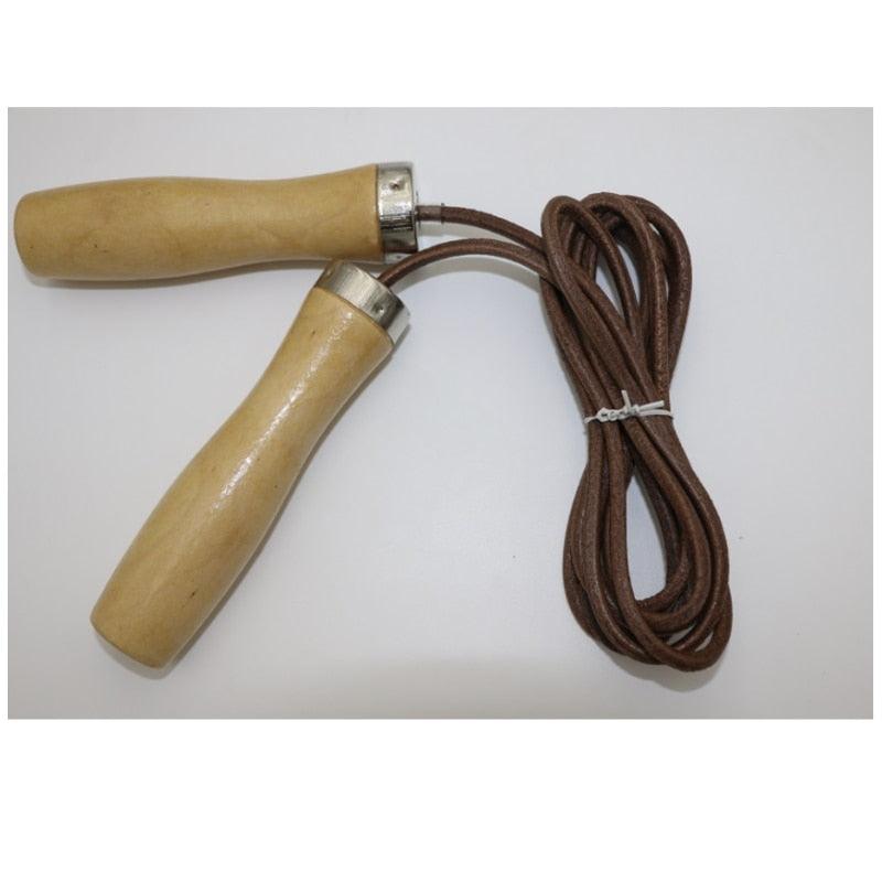 Wood Handle Leather Jump Rope Skipping Ball Bearing Classic Vintage Wooden Adjustable Jump Rope Tangle-Free With Ball Bearings And Pure Wood Handles Leather Speed Skipping Ropes Workout For Gym Home Fitness