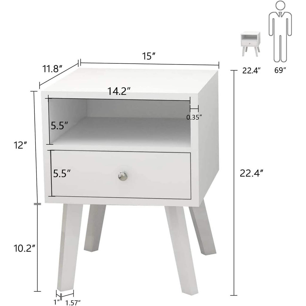 Wood Nightstand with Drawer