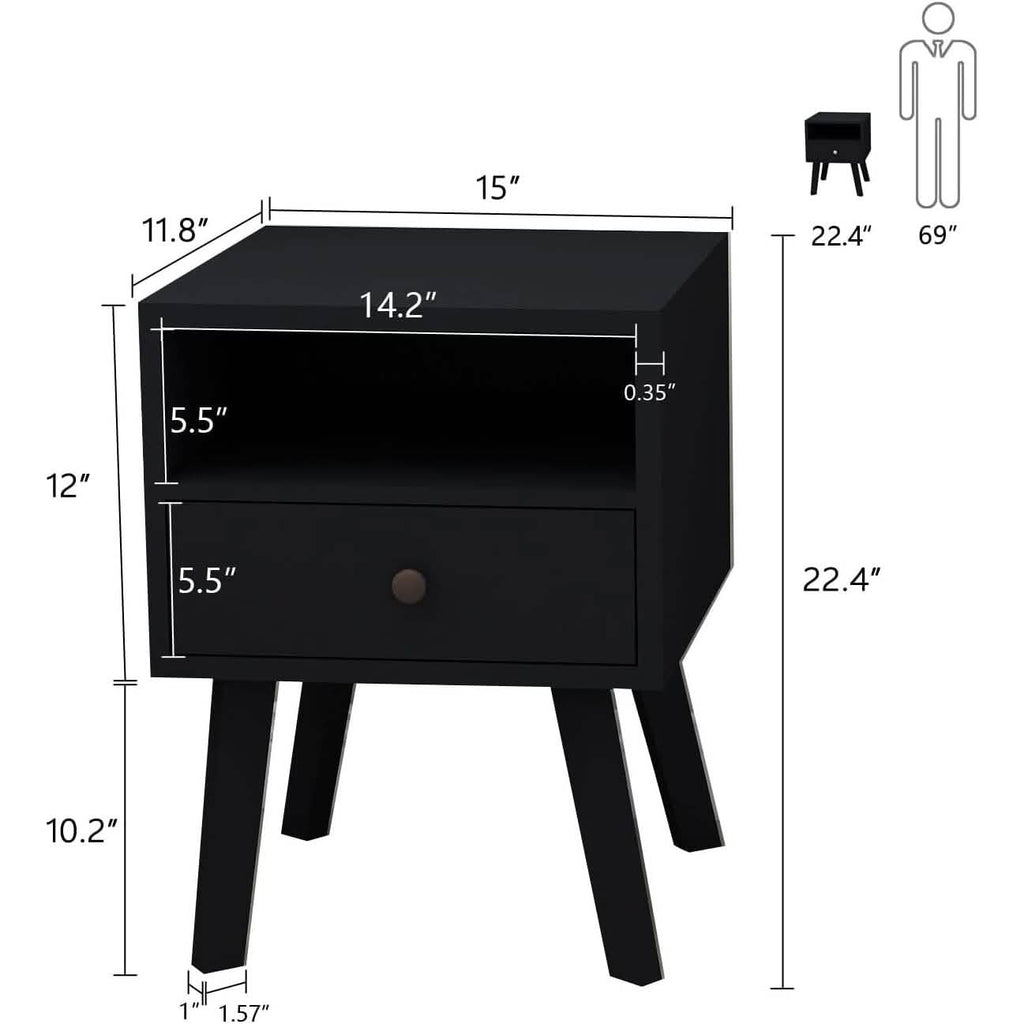 Wood Nightstand with Drawer