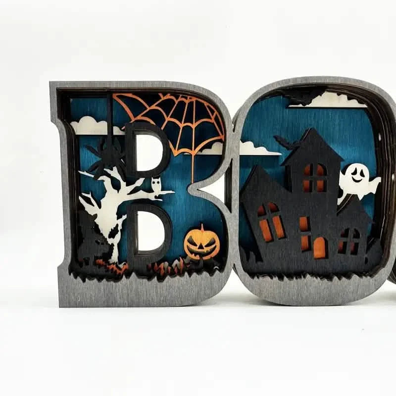 Wooden 3D Halloween Letter Shaped LED Light