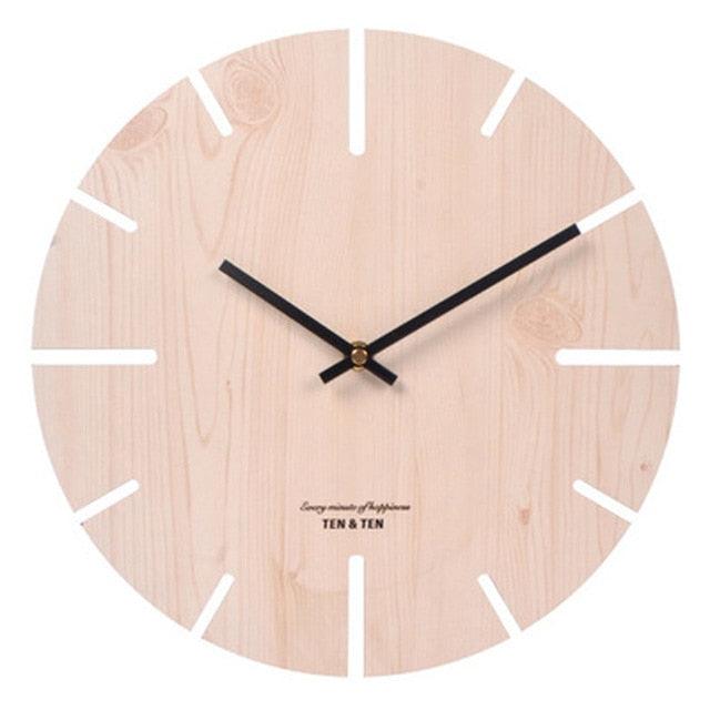 Wooden 3D Wall Clock Modern Design Nordic Brief Living Room Decoration Wooden Round Wall Clock Vintage Rustic Clock for Kitchen Bedroom Office Home Silent & Non-Ticking Large Numbers Kitchen Clock Art Hollow Wall Watch Home Decor 12 inch