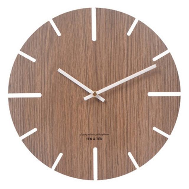 Wooden 3D Wall Clock Modern Design Nordic Brief Living Room Decoration Wooden Round Wall Clock Vintage Rustic Clock for Kitchen Bedroom Office Home Silent & Non-Ticking Large Numbers Kitchen Clock Art Hollow Wall Watch Home Decor 12 inch