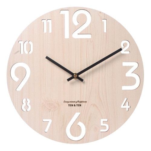 Wooden 3D Wall Clock Modern Design Nordic Brief Living Room Decoration Wooden Round Wall Clock Vintage Rustic Clock for Kitchen Bedroom Office Home Silent & Non-Ticking Large Numbers Kitchen Clock Art Hollow Wall Watch Home Decor 12 inch