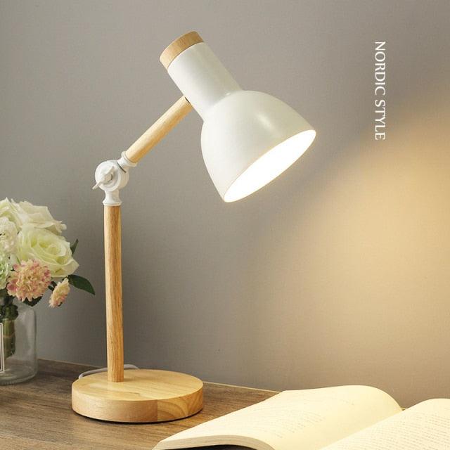 Wooden Desk Lamp for Study With Flexo Light Creative Nordic Iron LED Folding Simple Table Lamp for Bedroom Home Decor Decorative Table Lamp Cute Study Lamps for Bedroom Décor