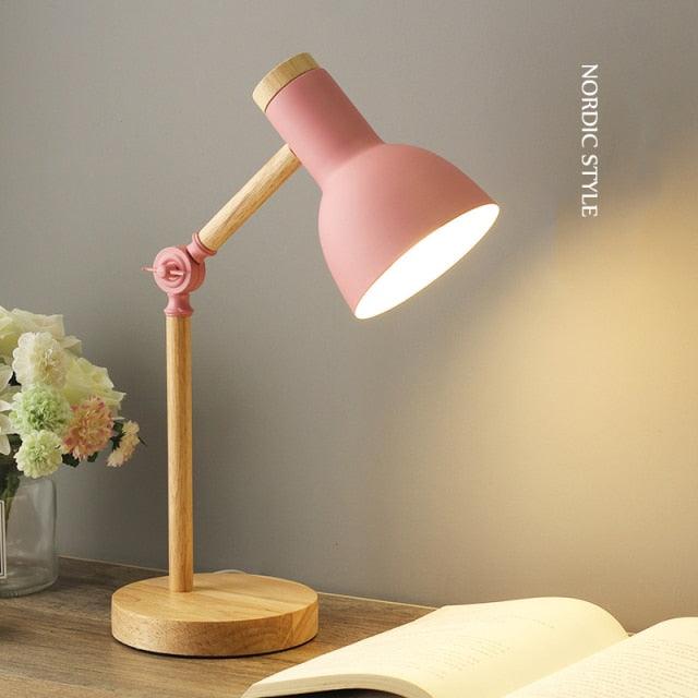Wooden Desk Lamp for Study With Flexo Light Creative Nordic Iron LED Folding Simple Table Lamp for Bedroom Home Decor Decorative Table Lamp Cute Study Lamps for Bedroom Décor