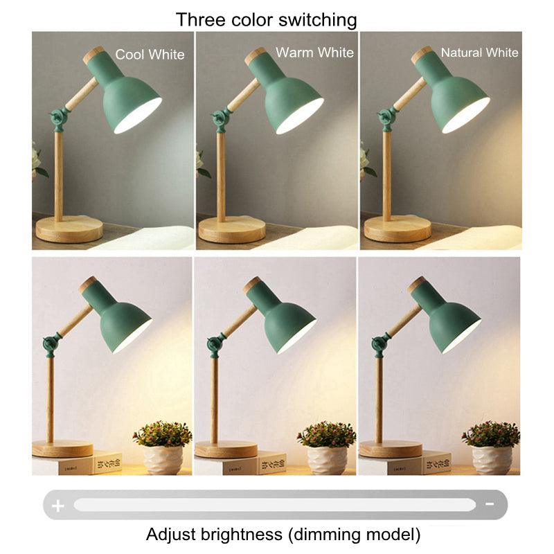 Wooden Desk Lamp for Study With Flexo Light Creative Nordic Iron LED Folding Simple Table Lamp for Bedroom Home Decor Decorative Table Lamp Cute Study Lamps for Bedroom Décor