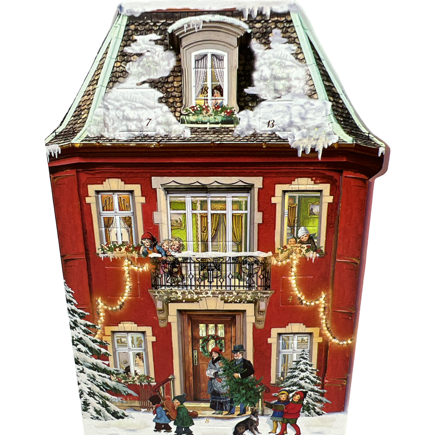 Diecut Red House  Advent Card With Envelope