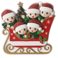 Sleigh With Gold Rails Family of 5 Ornament