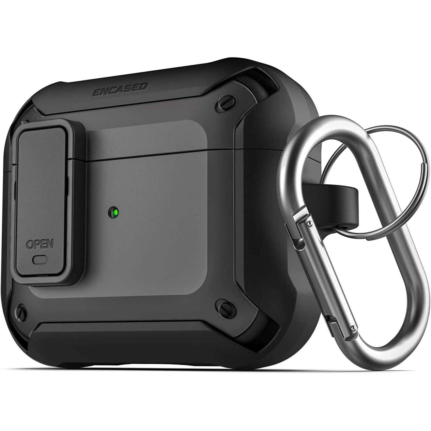 X-Armor for Airpods 3rd Generation Case with Locking Lid | Protective Carrying Pod with Carabiner Keychain (Airpods Gen 3)