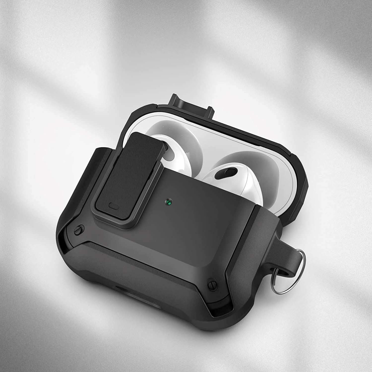X-Armor for Airpods 3rd Generation Case with Locking Lid | Protective Carrying Pod with Carabiner Keychain (Airpods Gen 3)