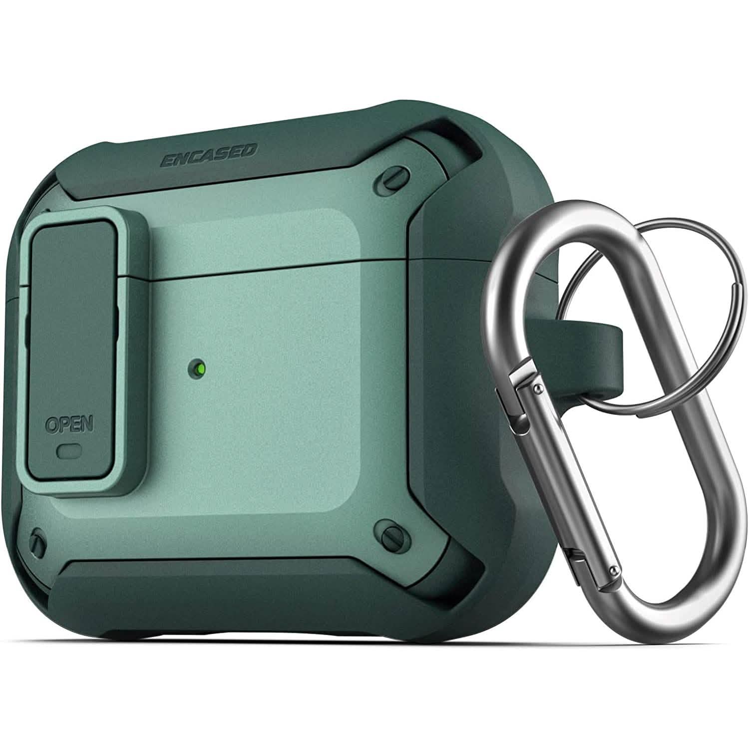 X-Armor for Airpods 3rd Generation Case with Locking Lid | Protective Carrying Pod with Carabiner Keychain (Airpods Gen 3)