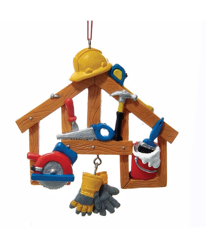 Painted Construction Tools Ornament
