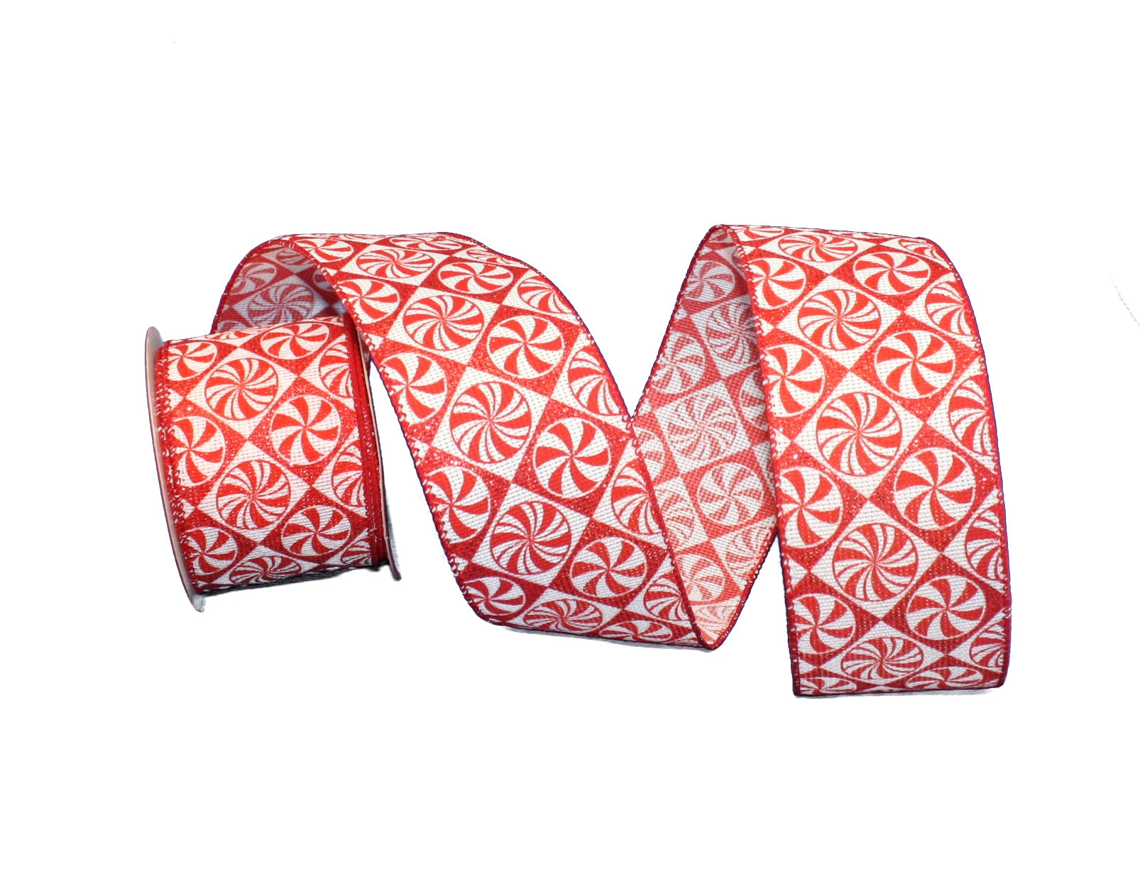 Red and White Peppermint Candy Ribbon - 2.5" x 10 Yards