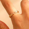 Light Luxury Copper Zircon Leaf Ring